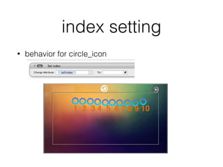 index setting
• behavior for circle_icon
1 2 3 4 5 6 7 8 9 10
 