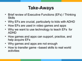 Games and apps for improving executive functions in children with adhd ...