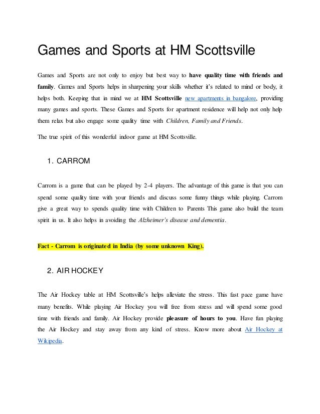 Games And Sports At Hm Scottsville