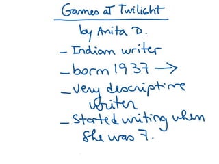 Games at twilight first page analysis