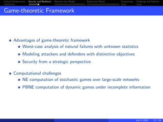 Algorithmic Game Theory for Critical Infrastructure Security and ...
