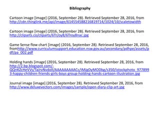 Bibliography
Cartoon image [image] (2016, September 28). Retrieved September 28, 2016, from
http://cdn.thinglink.me/api/image/614554588216819714/1024/10/scaletowidth
Cartoon image [image] (2016, September 28). Retrieved September 28, 2016, from
http://cliparts.co/cliparts/6Tr/oy8/6Troy8nac.jpg
Game Sense flow chart [image] (2016, September 28). Retrieved September 28, 2016,
fromhttp://www.curriculumsupport.education.nsw.gov.au/secondary/pdhpe/assets/p
df/pa_002.pdf
Holding hands [image] (2016, September 28). Retrieved September 28, 2016, from
http://2.bp.blogspot.com/-
QQnKZcHeVVs/TaJrvNvdolI/AAAAAAAAACc/iMJgDyMODbg/s350/istockphoto_977899
3-happy-children-friends-girls-boys-group-holding-hands-cartoon-illustration.jpg
Journal image [image] (2016, September 28). Retrieved September 28, 2016, from
http://www.deluxevectors.com/images/sample/open-diary-clip-art.jpg
 