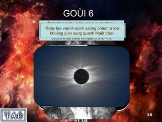 GOÙI 6
   Ñaây laø kính vieãn voïng cuûa Nasa,
ñöôïc Saobaùc hoïcquaysaùng phaùtvaøtöø
Laø haønh theo duy ngöôøicuûa oâng ra vaên
  Ñaây laø vaønhquaû taùoAnh, thieânsinh
  Khi ñaëtnaøy naèmcuûa nhaø oâng nhaát.
   Nhaø thaáy aùnh raátrôi Trôøi
                 teân gaàn Maët
       nhìn tinh töï         nhanh ñaõ
hoïc khoâng Myõ, ñaët ra ñieàu gì? Ñaát.
  Ñaâyveä tinh tinh nhaát taïo ñaàu tieân?
   Laø laø veä xung quanhmoät quyõ ñaïo
                     nhaân Maët trôøi.
     ngöôøi gian tröôøng maïnh.
           coù hieän trong
                                Traùi
         naêm 1643 maát naêm 1727.
          phaùttöø
      caùch traùi ñaát khoaûng 610 km.




          Nhoùm SUPER                        30
              STAR
 