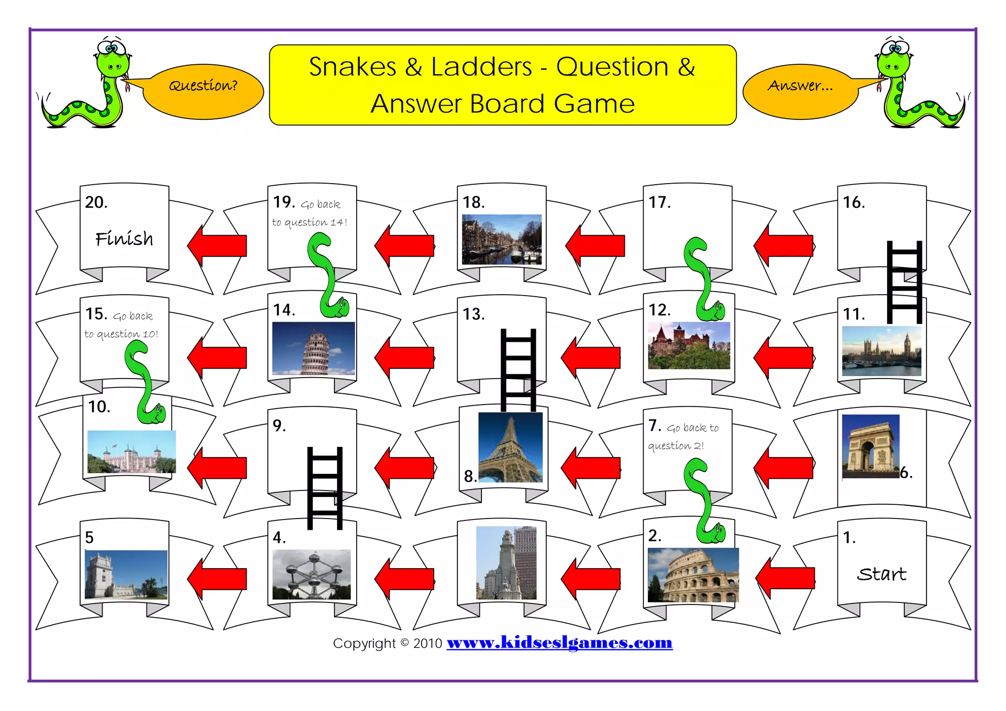 Game snakes & ladders board template | PDF