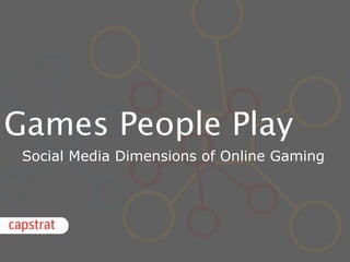 Games People Play
Social Media Dimensions of Online Gaming
 