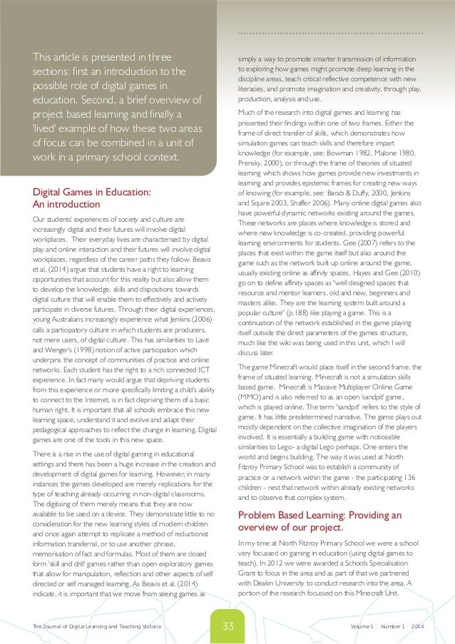 Games - Problem Based Learning and Minecraft