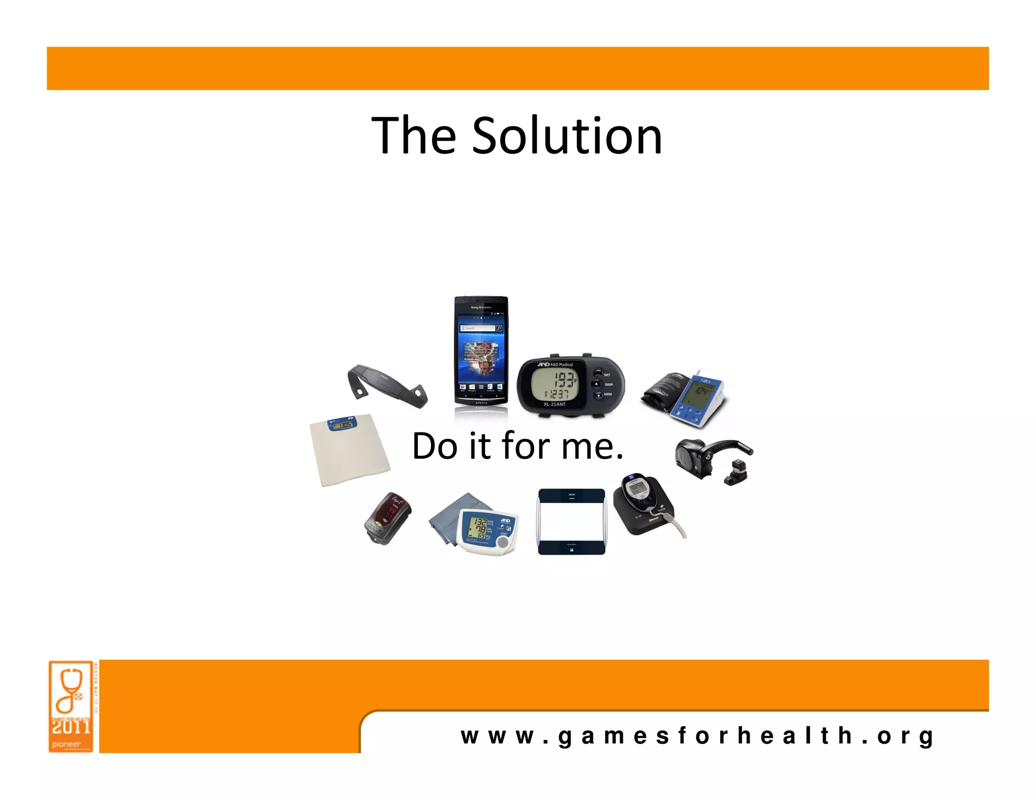 The Solution




 Do it for me.




    www.gamesforhealth.org
 