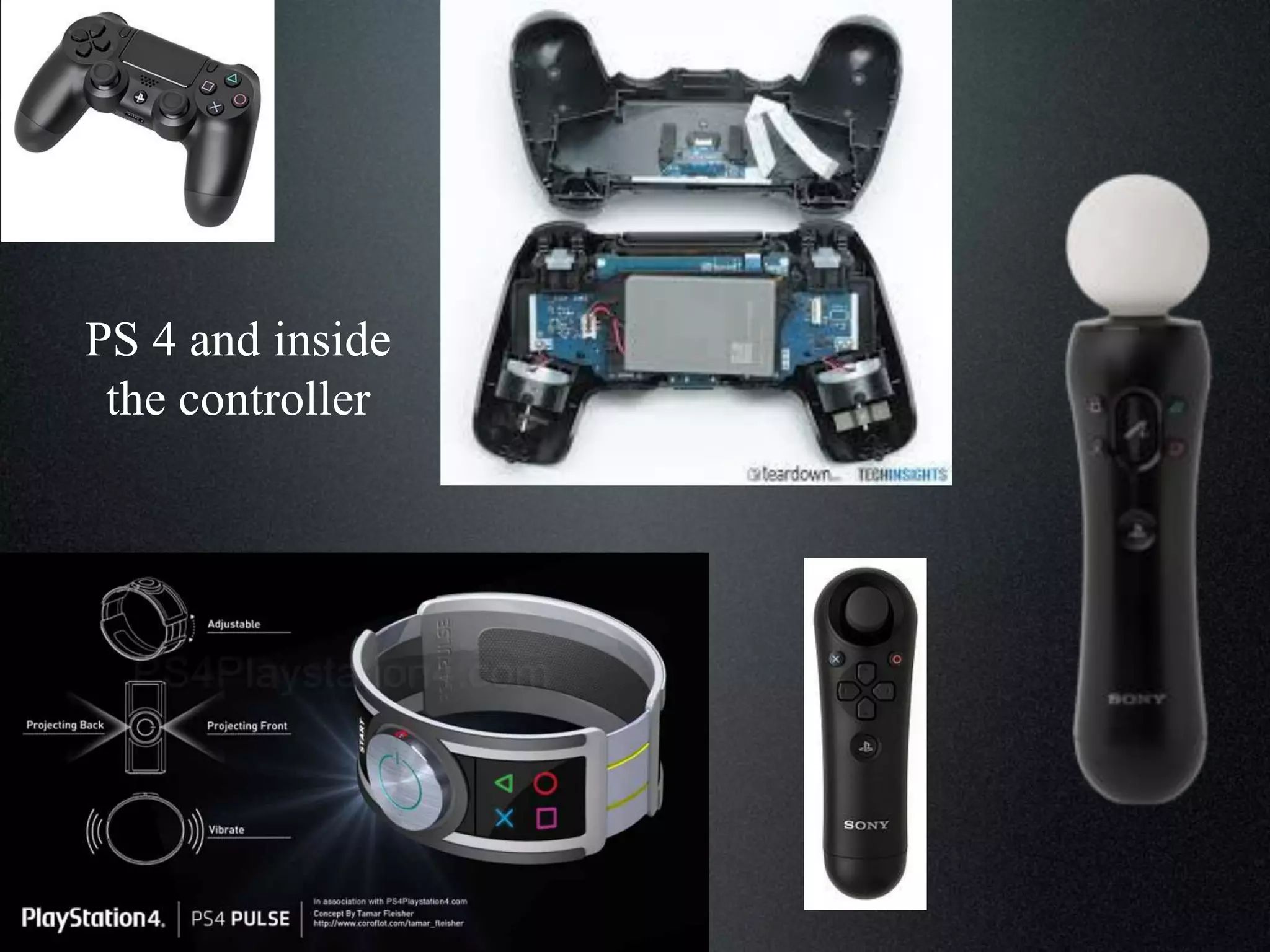 PS 4 and inside
the controller

 