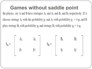 Games without saddle point
 
