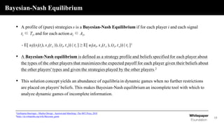 Bayesian-Nash Equilibrium
13
• A profile of (pure) strategies s is a Bayesian-Nash Equilibrium if for each player i and ea...