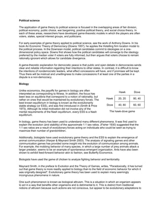 Game Theory Political Science Examples Game theory is the study of strategic decision making | DOCX