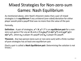 Introducing The Prisoner’s DilemmaDescription: Two men suspected of committing a bank robbery together and are arrested by the police.  They are placed in separate cells, so cannot communicate.Each suspect may either confess or remain silent. They know the consequences of their actions.  Suppose we call them Player A and Player B:If A confesses, but B remains silent, then A “turns Queens Evidence” [UK] and goes free, whilst the other goes to prison for 10 years