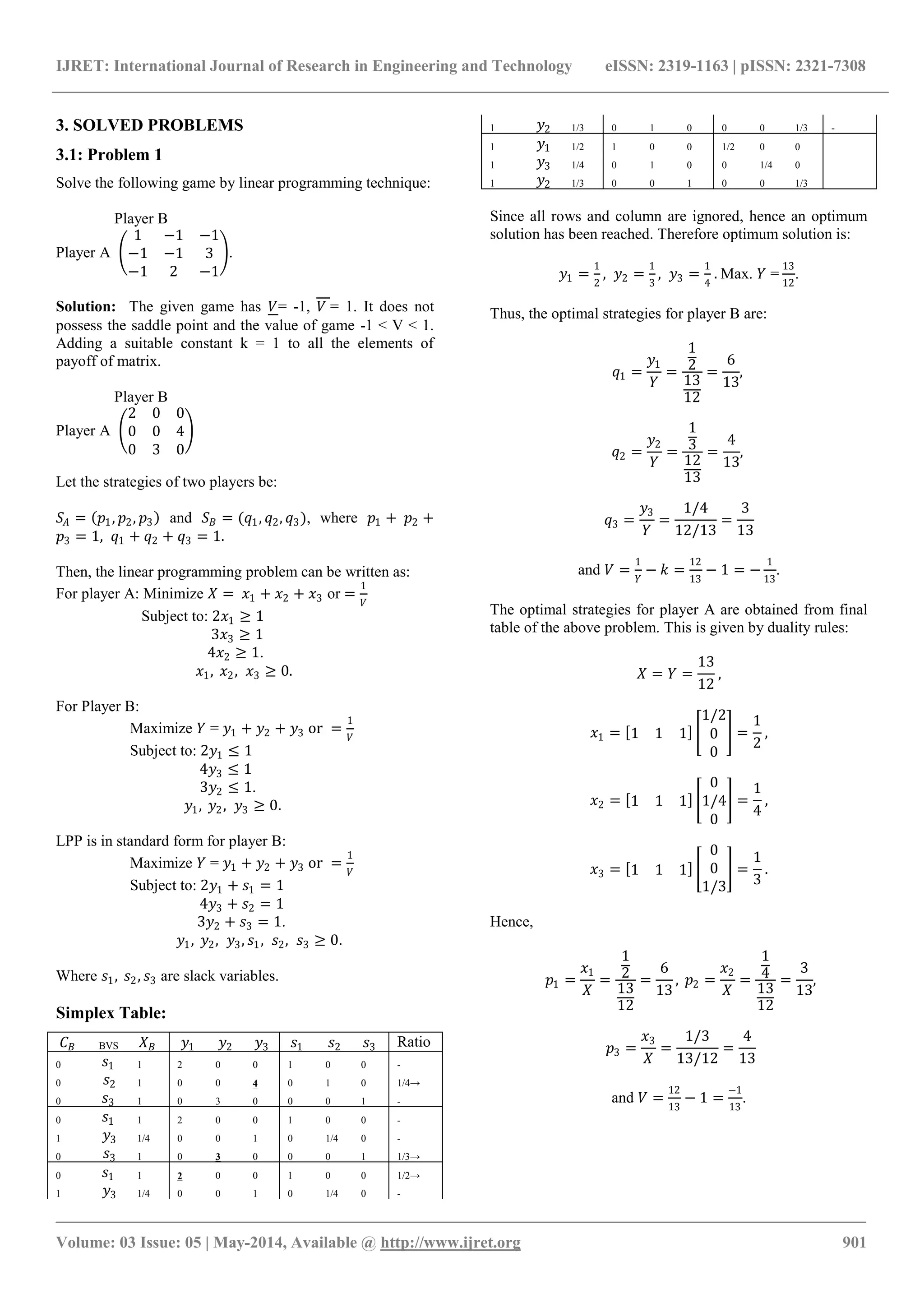 Game theory problems by an alternative simplex method | PDF