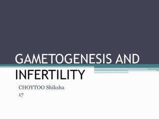 GAMETOGENESIS AND
INFERTILITY
CHOYTOO Shiksha
17
 