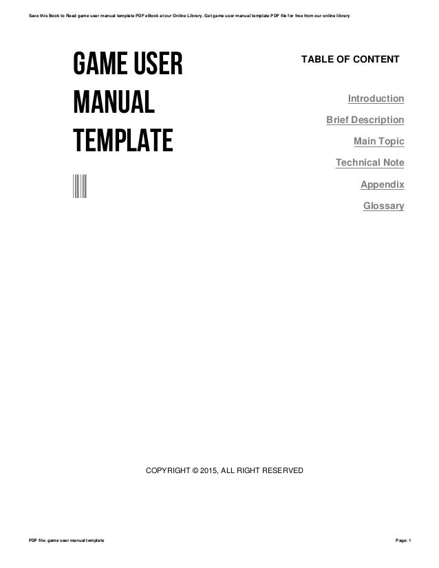 game user manual template manual template