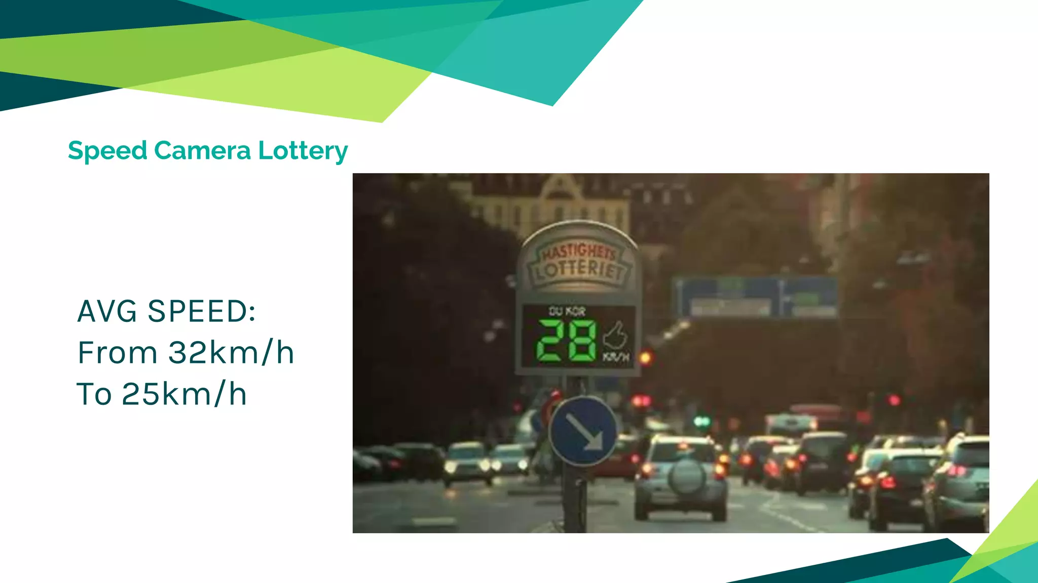 Speed Camera Lottery
AVG SPEED:
From 32km/h
To 25km/h
 