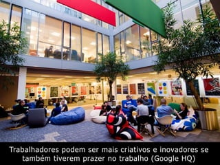 Trabalhadores podem ser mais criativos e inovadores se
também tiverem prazer no trabalho (Google HQ)
 