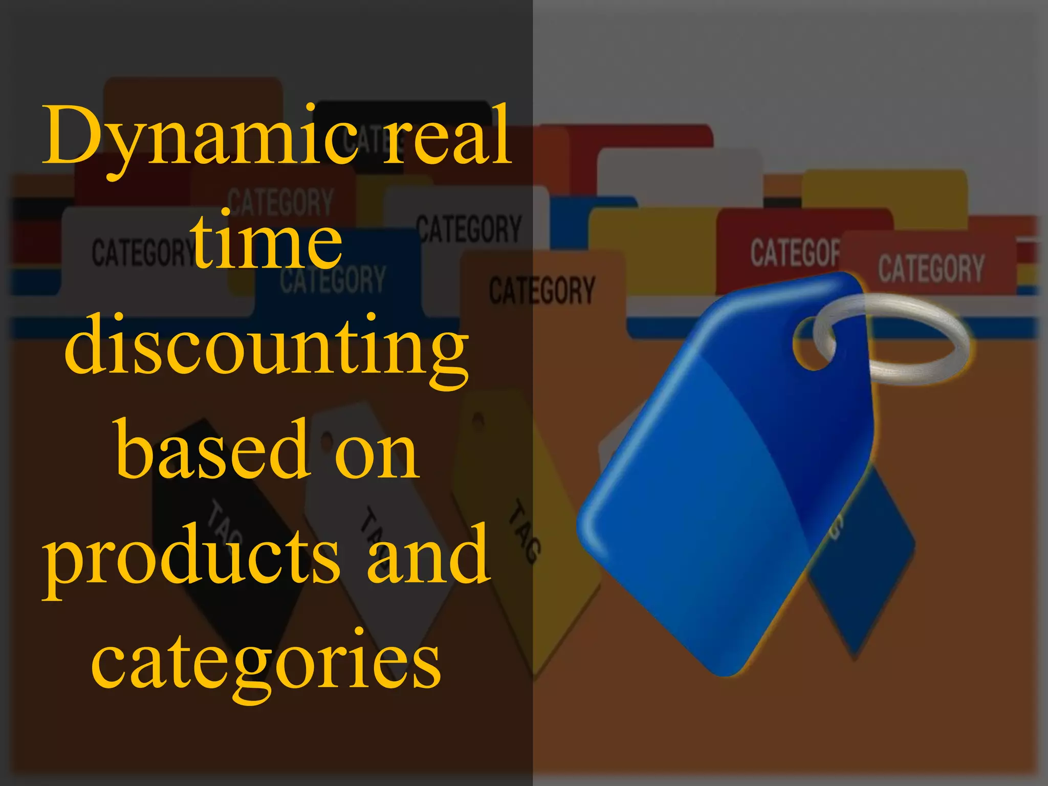 Dynamic real
time
discounting
based on
products and
categories
 
