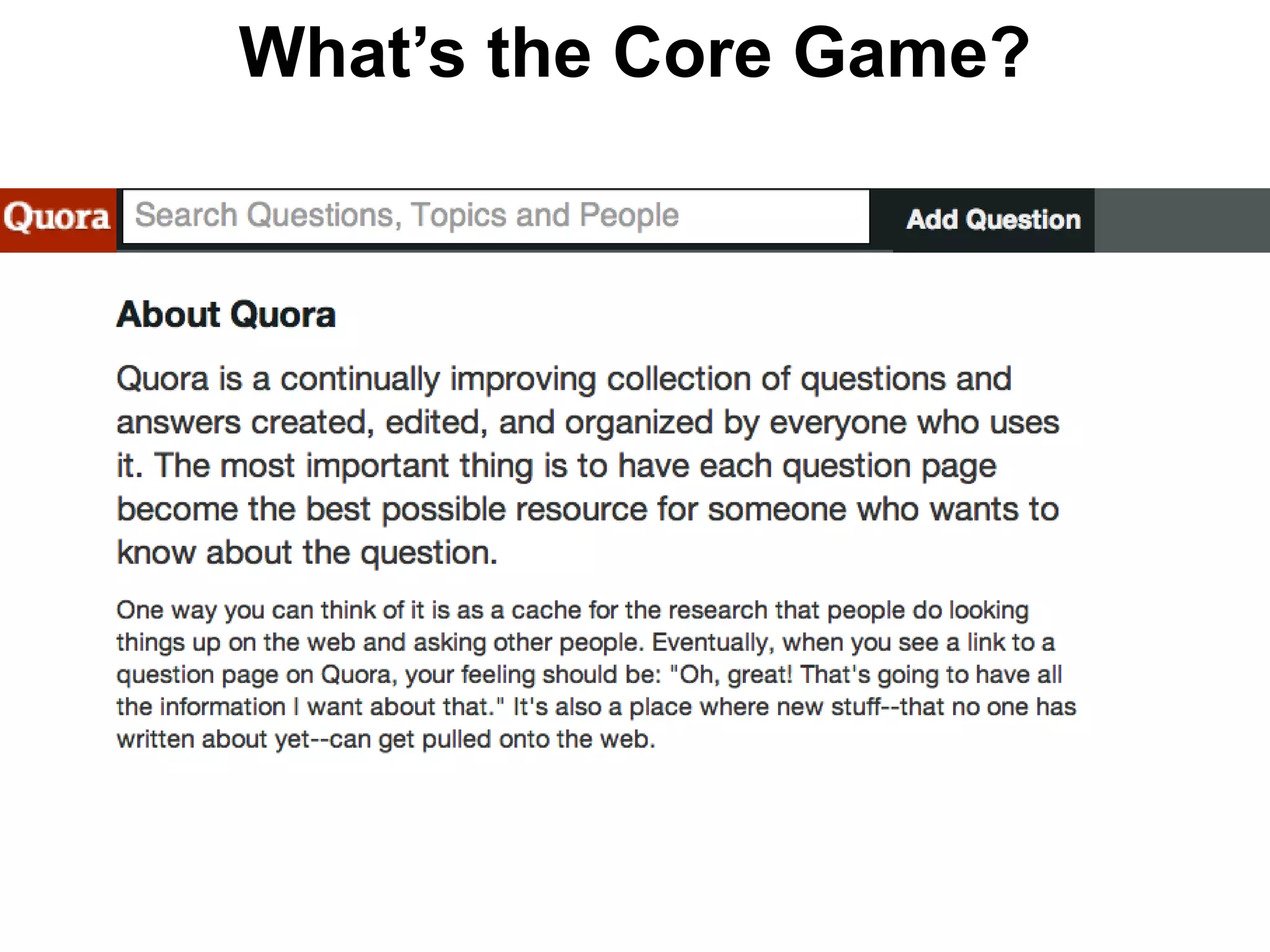 What’s the Core Game?