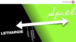 LETHARGIE
Prof. Bruysten
Spiel
1
Arbeit?
Customer
Experience?
 