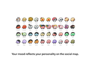 Your mood reﬂects your personality on the social map.
 