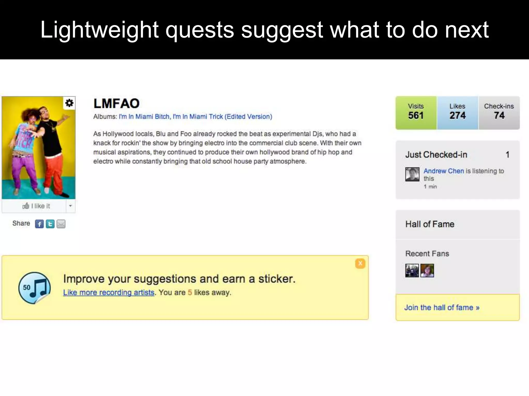 Lightweight quests suggest what to do next
 