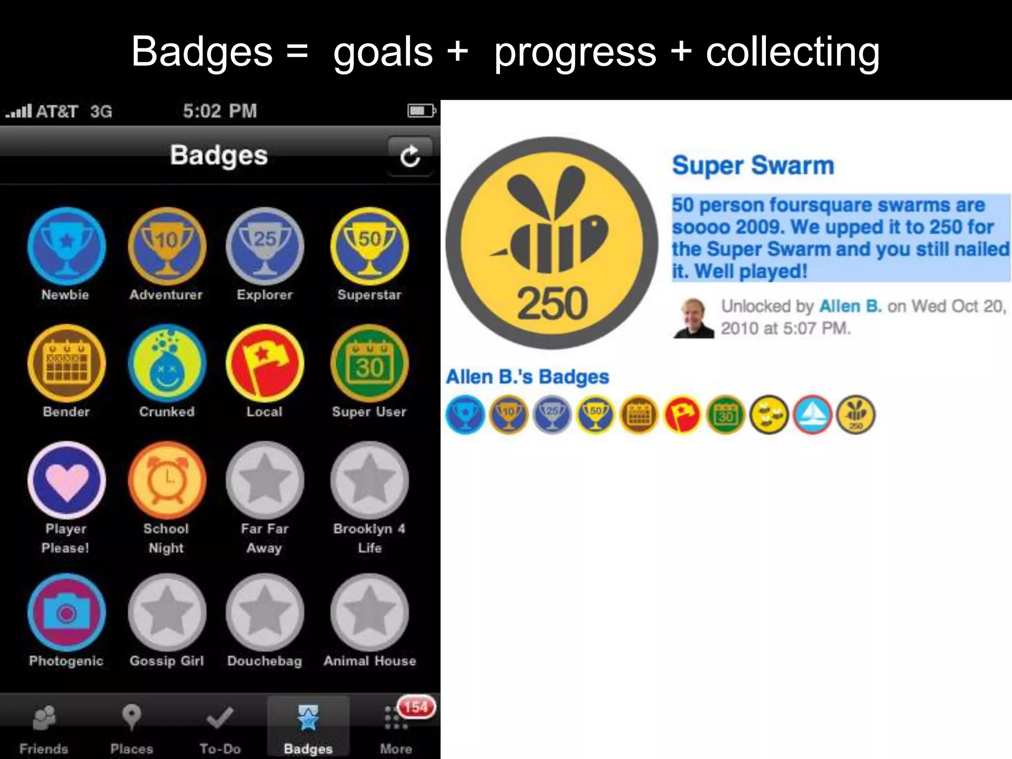 Badges = goals + progress + collecting
 