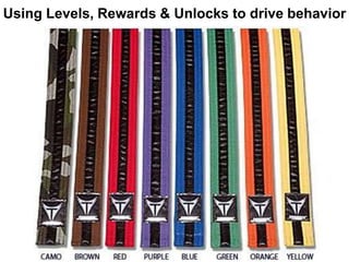 Using Levels, Rewards & Unlocks to drive behavior
 