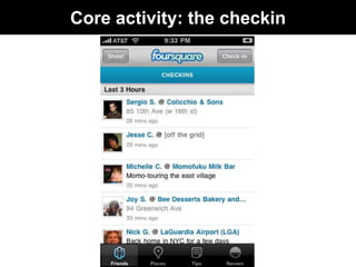 Core activity: the checkin
 