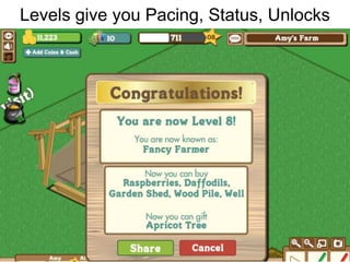 Levels give you Pacing, Status, Unlocks
 