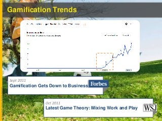10

Gamification Trends

2011

2013

© 2013 Janaki Kumar All rights reserved

Sept 2011

Gamification Gets Down to Busines...