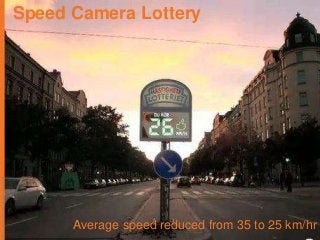 2013 Janaki Kumar All rights reserved

3

Speed Camera Lottery

Average speed reduced from 35 to 25 km/hr

 