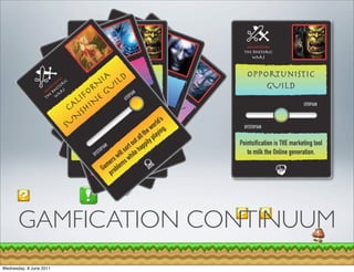 GAMFICATION CONTINUUM
Wednesday, 8 June 2011
 