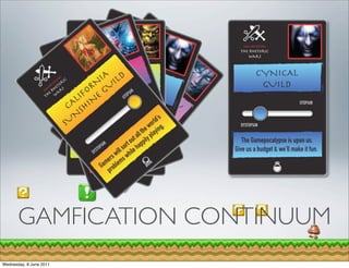 GAMFICATION CONTINUUM
Wednesday, 8 June 2011
 
