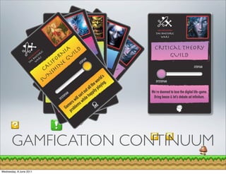 GAMFICATION CONTINUUM
Wednesday, 8 June 2011
 