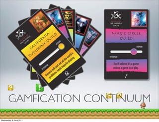 GAMFICATION CONTINUUM
Wednesday, 8 June 2011
 