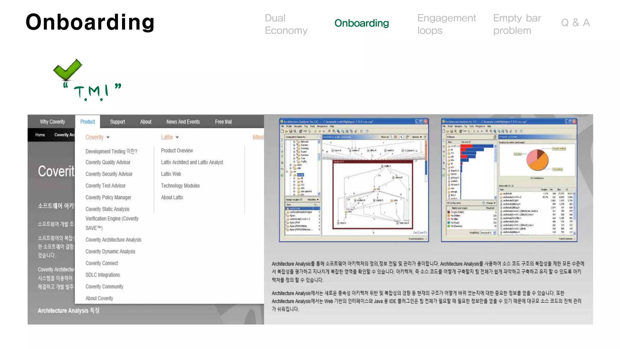 Onboarding
“ T.M.I ”
Don’t provide too much information