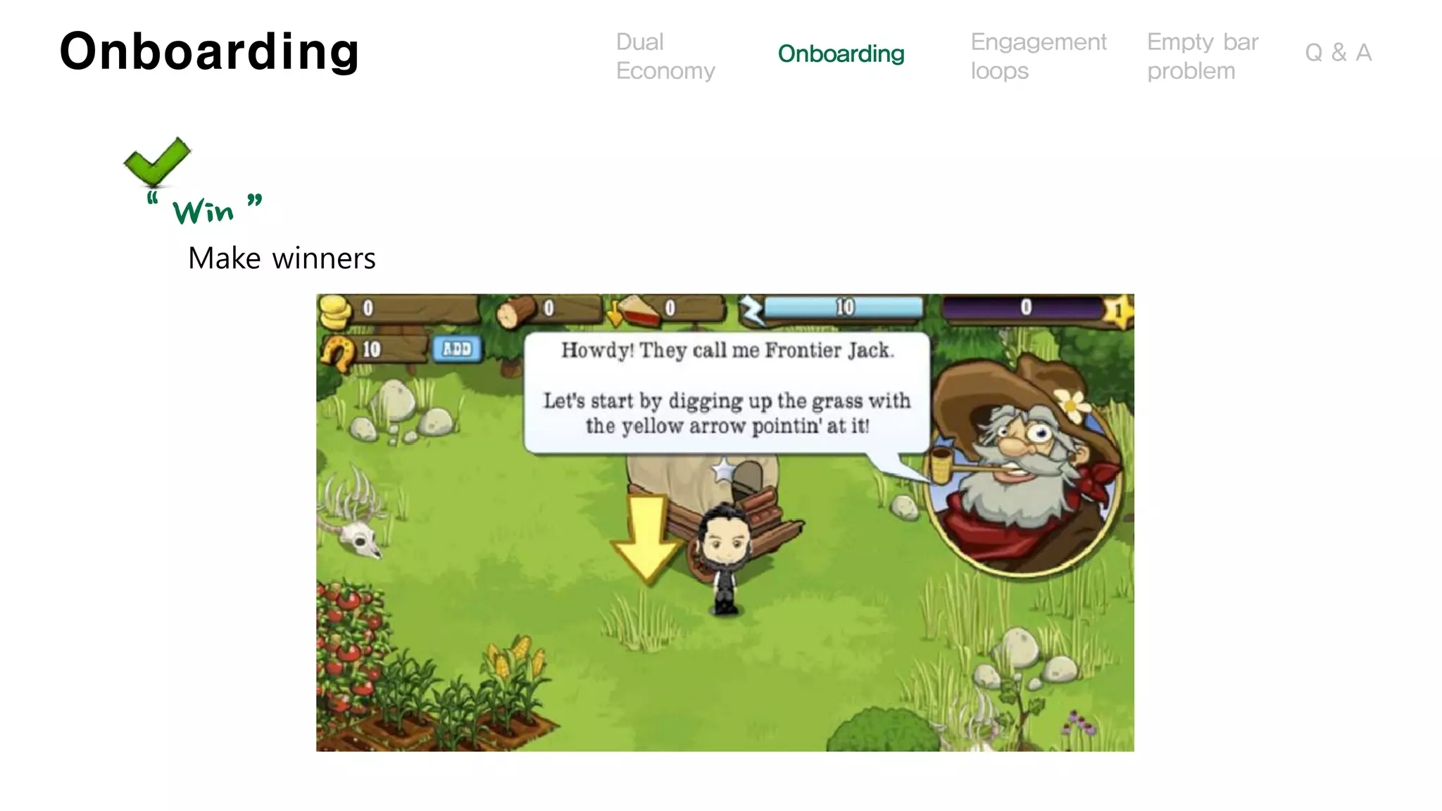 Onboarding
“ Win ”
Make winners