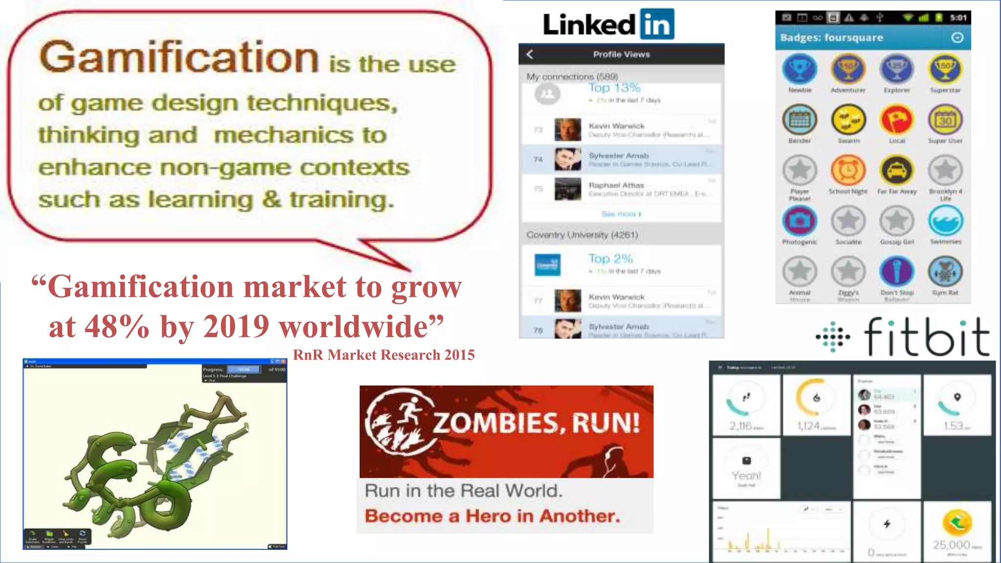 “Gamification market to grow
at 48% by 2019 worldwide”
RnR Market Research 2015
 