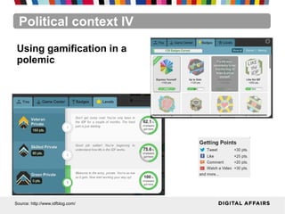 Political context IV
Source: http://www.idfblog.com/
Using gamification in a
polemic
 