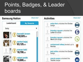 Points, Badges, & Leader
boards
 