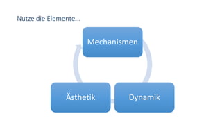 Nutze die Elemente...
Mechanismen
DynamikÄsthetik
 