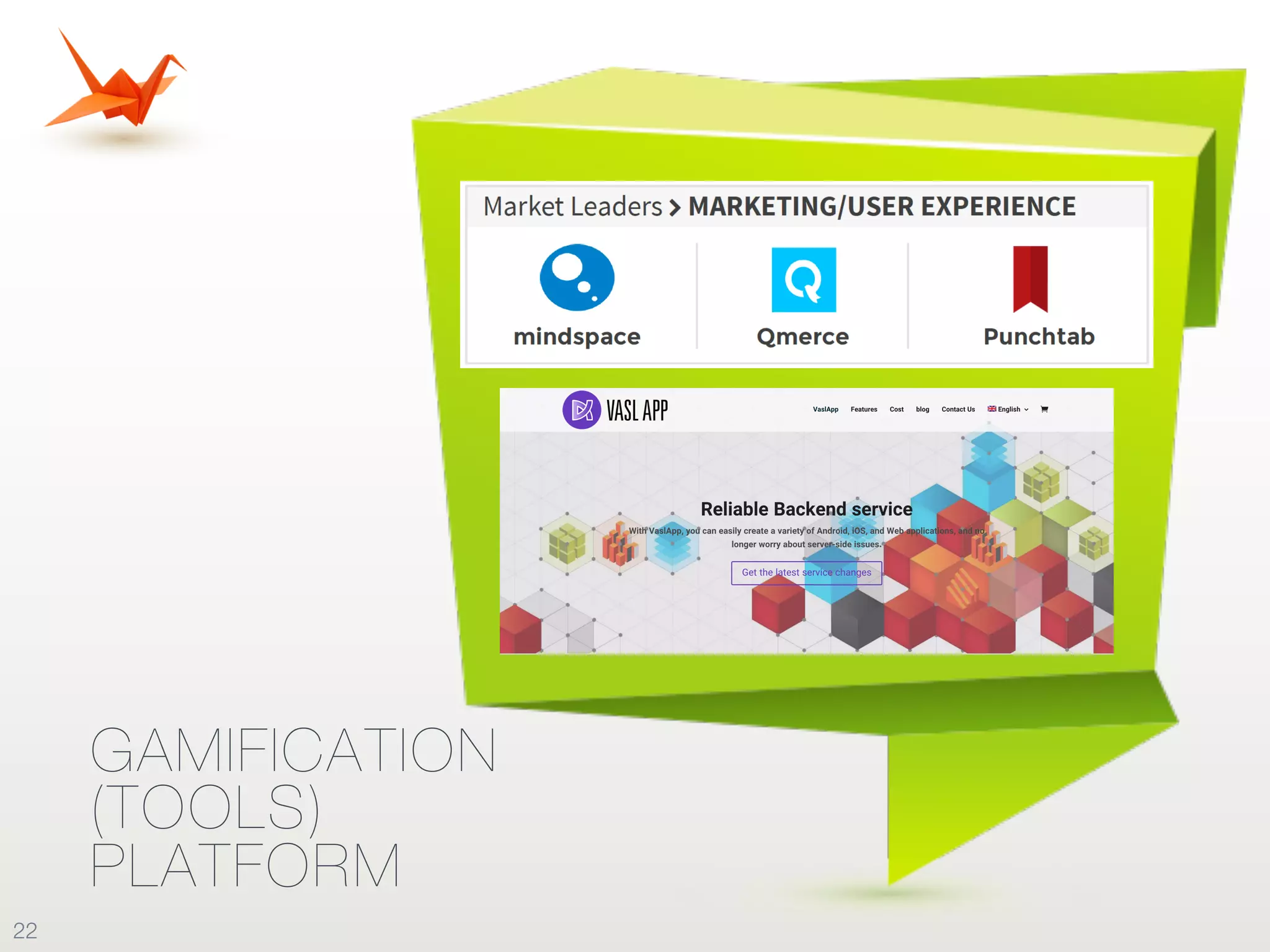 GAMIFICATION
(TOOLS)
PLATFORM
22