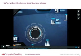 SAP nutzt Gamification um Sales-Teams zu schulen

Quelle: SAP RoadWarrior auf Vimeo

Copyright © 2014 Capgemini Consulting. All rights reserved.

23

 