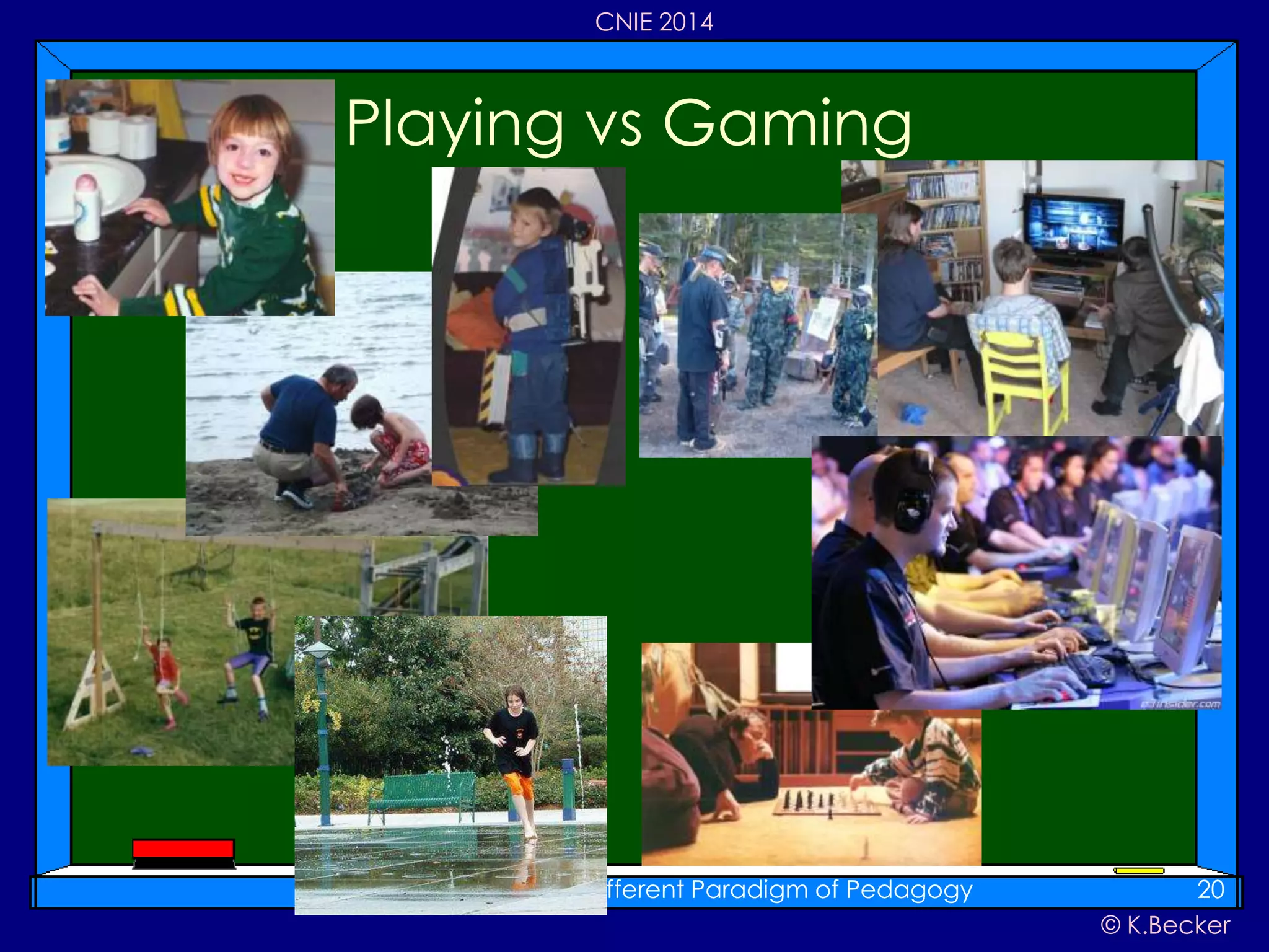 © K.Becker
CNIE 2014
Playing vs Gaming
Gamification: A Different Paradigm of Pedagogy 20
 