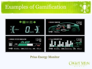 Examples of Gamification
Prius Energy Monitor
 
