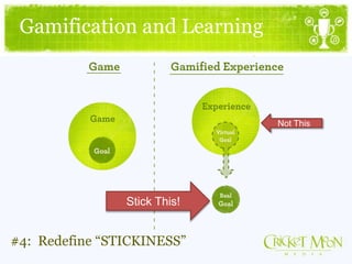Gamification and Learning
#4: Redefine “STICKINESS”
Stick This!
Not This
 