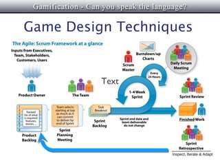 Game Design Techniques


          Text




                   Inspect, Iterate & Adapt
 