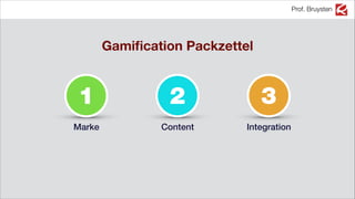 Marke Content Integration
Prof. Bruysten
1 2 3
Gamiﬁcation Packzettel
 