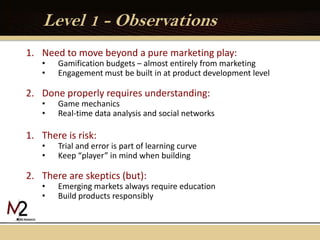 Gamification FeaturesWhat are your clients currently asking for with game mechanics?Source: M2 Research